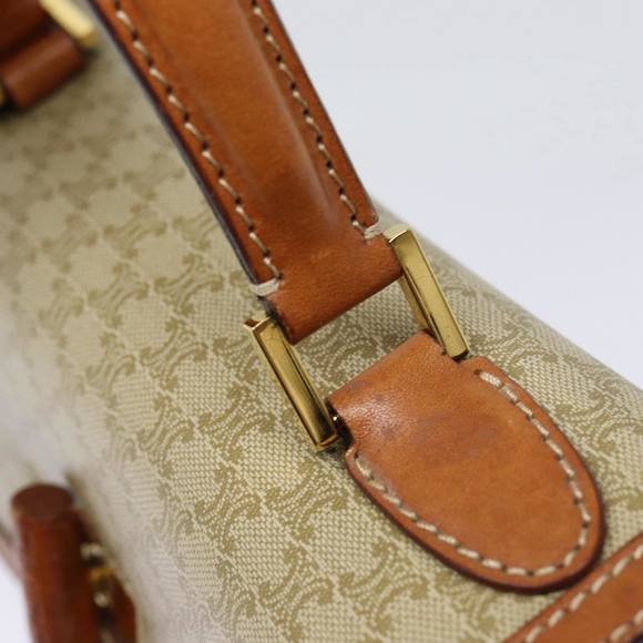 CELINE Macadam Canvas Hand Bag Beige Gold Auth 88751 - Picture 15 of 16